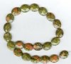 1 Flat Faceted 18x15mm Unakite Oval Bead